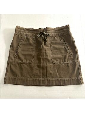 J. Crew Cotton Twill Paperbag Military Green Mini‎ Skirt Pockets Women’s Size S